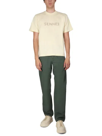 Shop Sunnei Crewneck T-shirt Unisex In Beige