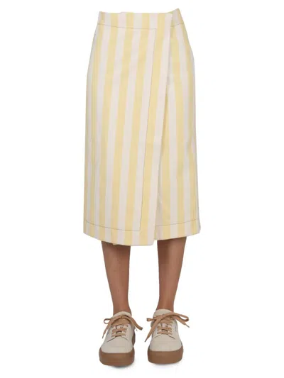 Shop Sunnei Striped Pattern Skirt In Beige