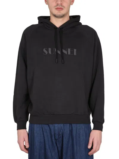 Shop Sunnei Sweatshirt With Logo Embroidery In Black