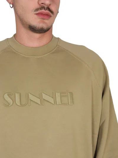 Sunnei Sweatshirt With Logo Embroidery In Beige
