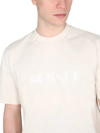 Shop Sunnei T-shirt With Logo In Beige
