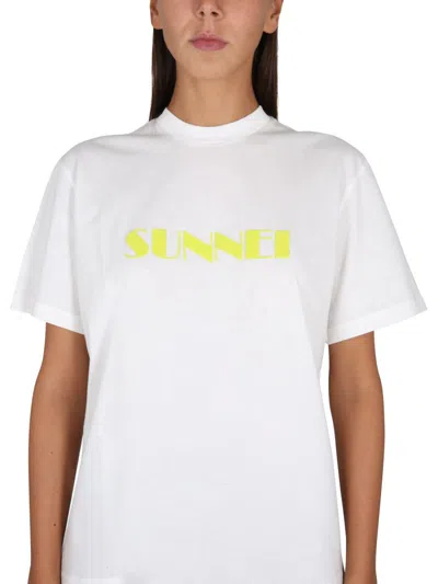 Shop Sunnei T-shirt With Logo In Yellow