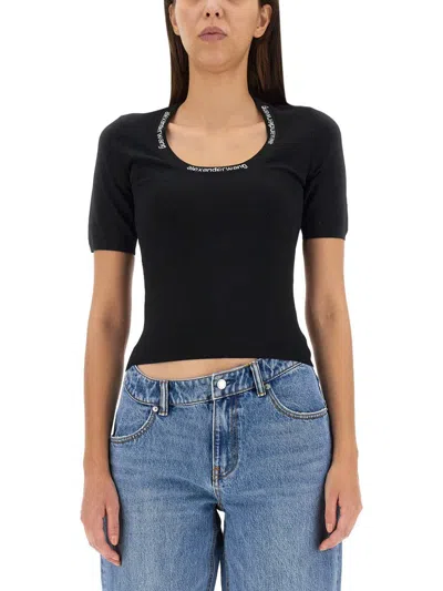 Shop Alexander Wang T T By -shirt With Logo In Black