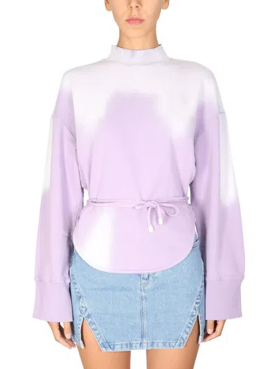 Shop Attico The  Lace-up Sweatshirt In Lilac