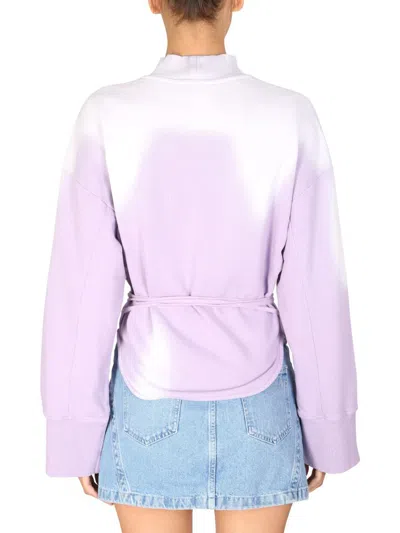 Shop Attico The  Lace-up Sweatshirt In Lilac