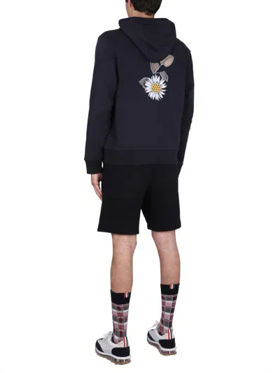 Shop Thom Browne Sweatshirt With Embroidery In Blue