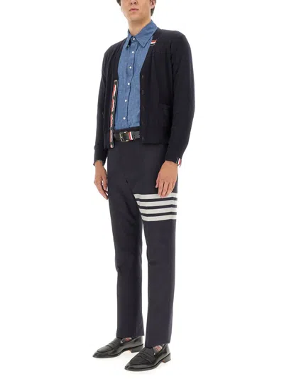 Shop Thom Browne Wool Cardigan In Blue