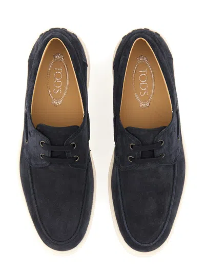 Shop Tod's Suede Loafer In Blue