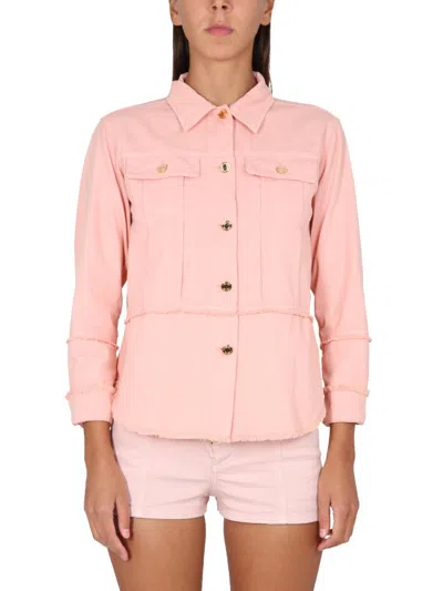 Tom Ford Cotton Denim Shirt Chest Pockets In Pink