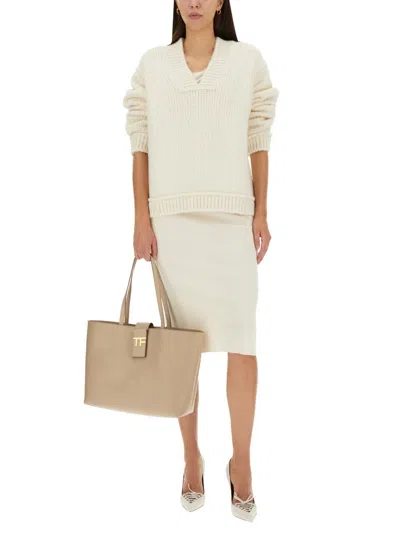 Shop Tom Ford D Wool Sweater In Ivory