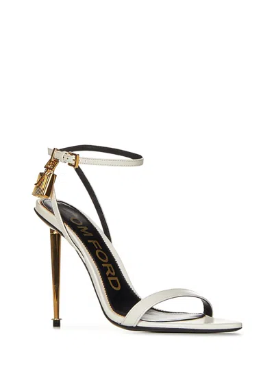Shop Tom Ford Padlock Sandals In White