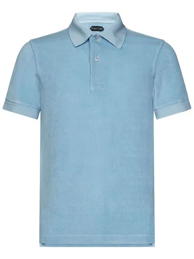 Shop Tom Ford Polo Shirt In Clear Blue