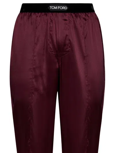 Shop Tom Ford Trousers In Bordeaux