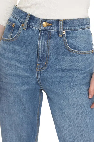 Shop Tory Burch Medium Waist Slim Jeans In Blue