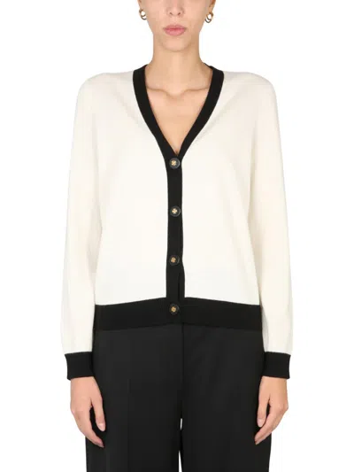 Shop Tory Burch Cardigan With Contrasting Finish In Multicolour