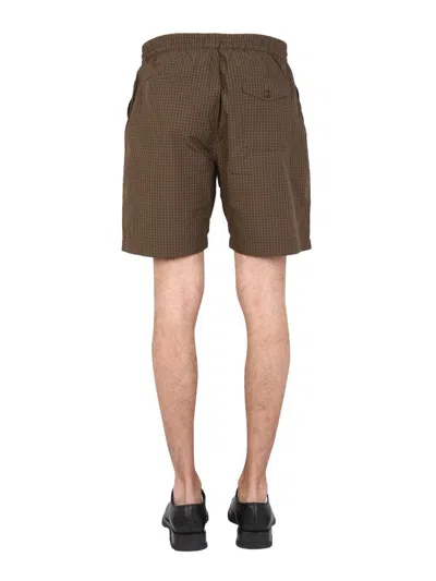 Shop Universal Works Bermuda With Check Pattern In Brown