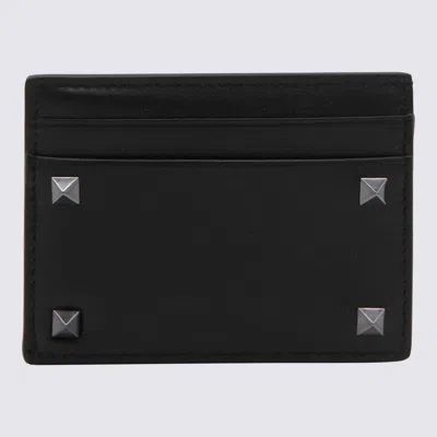 Shop Valentino Garavani Black Leather Rockstud Card Holder
