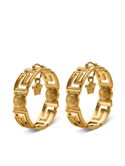 Shop Versace 'greca' Earrings In Gold