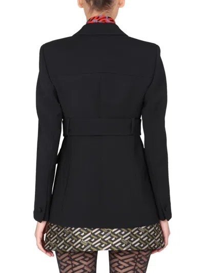 Versace Single-breasted Wool Blazer In Black