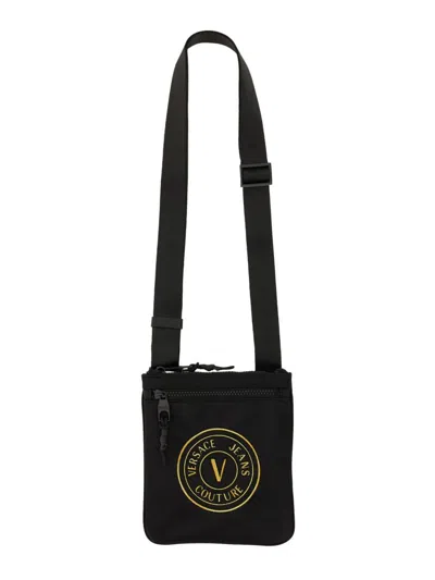 Shop Versace Jeans Couture "v-emblem" Bag In Black