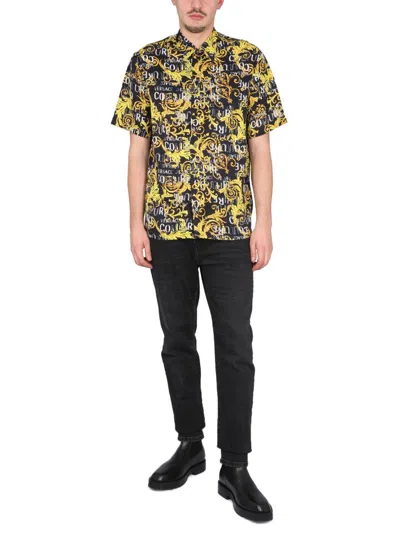 Shop Versace Jeans Couture Shirt With Logo In Black
