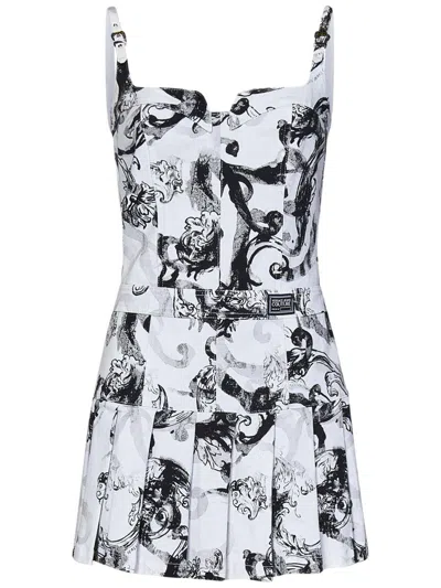 Shop Versace Jeans Couture Watercolour Couture Mini Dress In White