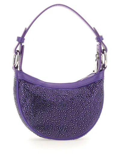 Shop Versace Mini Hobo Bag With Crystals In Purple