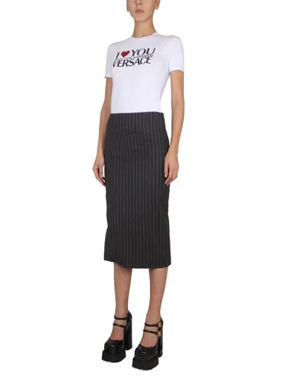 Versace Women's Pencil Skirt In Grey