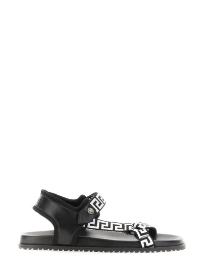 Shop Versace Greek Sandal In Black