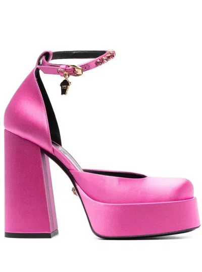Shop Versace "medusa" Plateau Pumps Aevitas In Pink