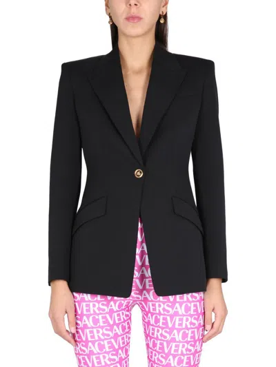 Shop Versace Single-breasted Jacket In Black