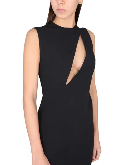 Shop Versace Sleeveless Midi Dress With Cutouts In Black