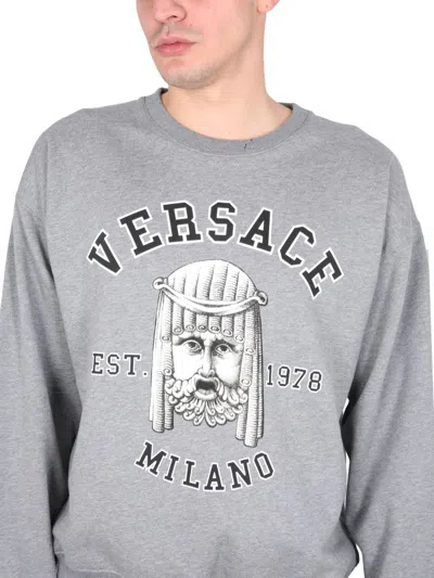 Shop Versace Sweatshirt The Mask In Grey