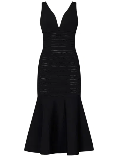 Shop Victoria Beckham Frame Detail Dress Midi Dress In Black