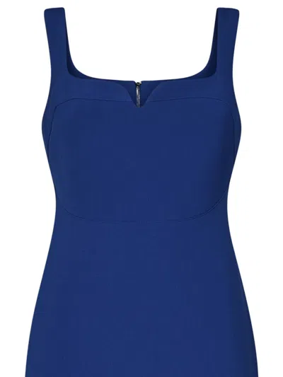 Shop Victoria Beckham Sleeveless Fitted T-shirt Dress Midi Dress In Blue