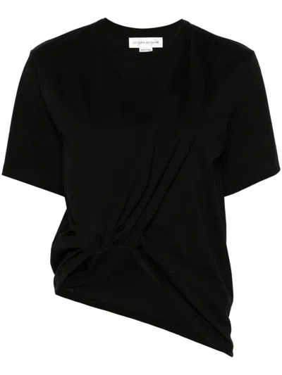 Shop Victoria Beckham T-shirt Ruffled Detail Clothing In Black
