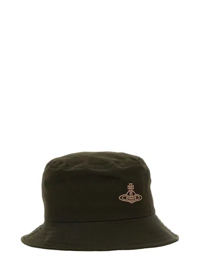 Shop Vivienne Westwood Bucket Hat With Logo Embroidery In Green