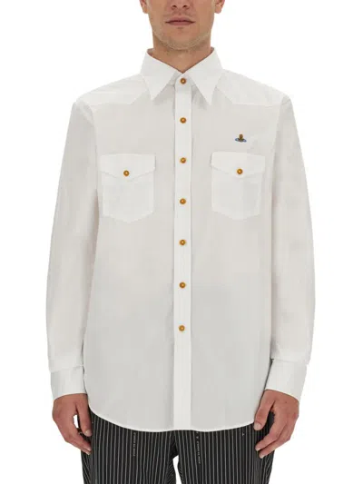 Shop Vivienne Westwood Orb Logo Shirt In White