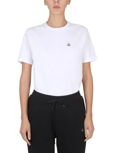 Shop Vivienne Westwood Orb T-shirt With Logo Unisex In White
