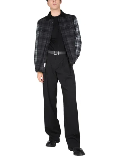 Woolrich Alaskan Melton Wool Black Grey Red Overshirt In Multicolour