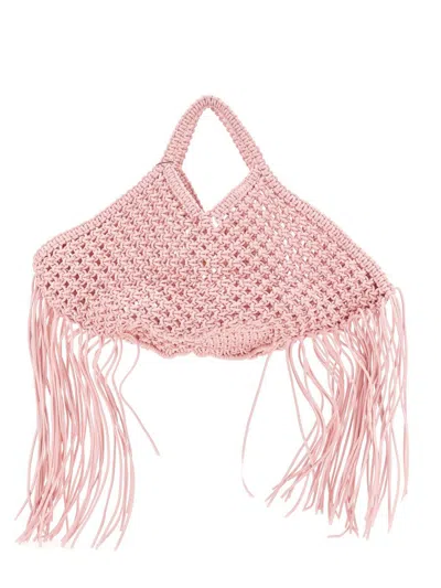 Shop Yuzefi Large Woven Basket Bag In Pink