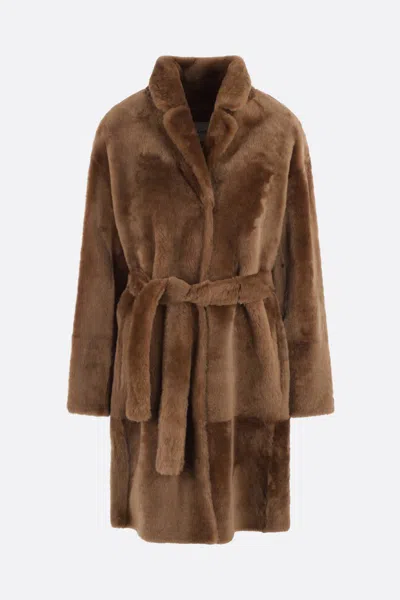 Shop Yves Salomon Coats In Sarrasin