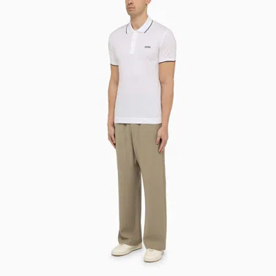 Shop Zegna Classic White Polo Shirt In Blue