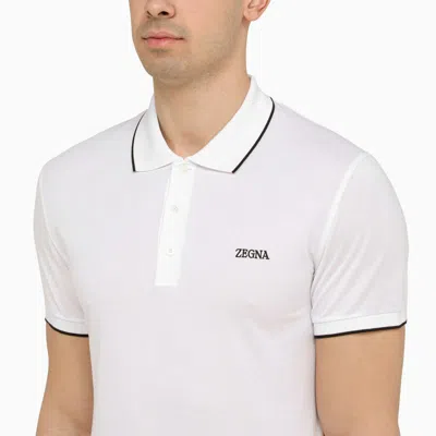 Shop Zegna Classic White Polo Shirt In Blue