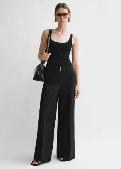 Shop Totême Zip-front Wide Trousers Black