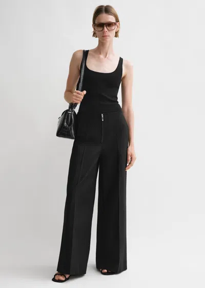 Totême Zip-front Wide Trousers Black In Black