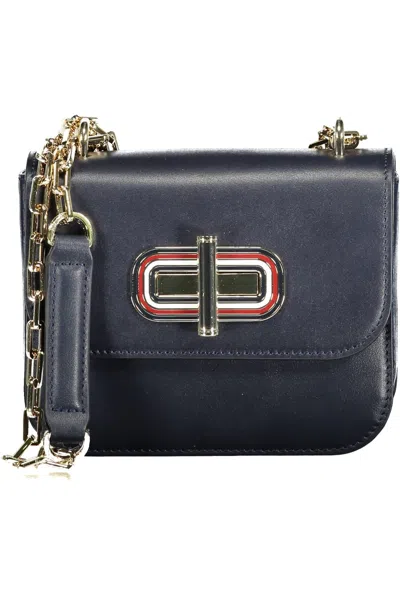 Shop Tommy Hilfiger Chic Blue Leather Shoulder Bag With Contrasting Details