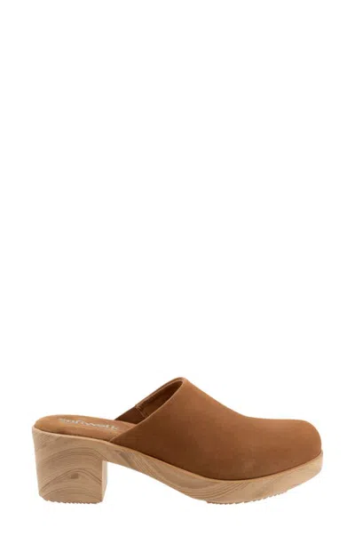 Softwalk Felida Platform Mule In Tan Nubuck