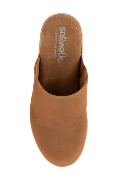 Softwalk Felida Platform Mule In Tan Nubuck