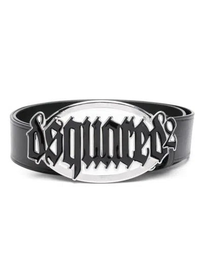 Shop Dsquared2 Gothic Logo-buckle Leather Belt In Nero
